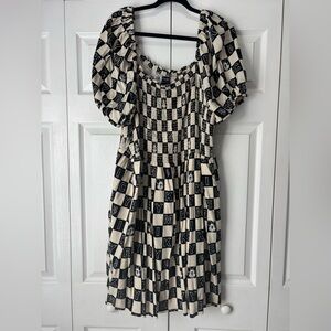 Disney Her Universe Mickey Mouse Black and off White Checkered Dress plus sz 3x